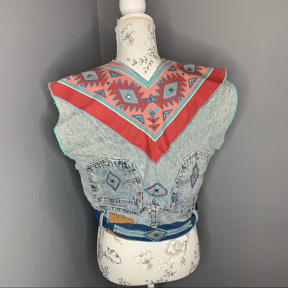 LEVI'S Patchwork Vintage 501 Vest Denim Upcycled S - Picture 3 of 3